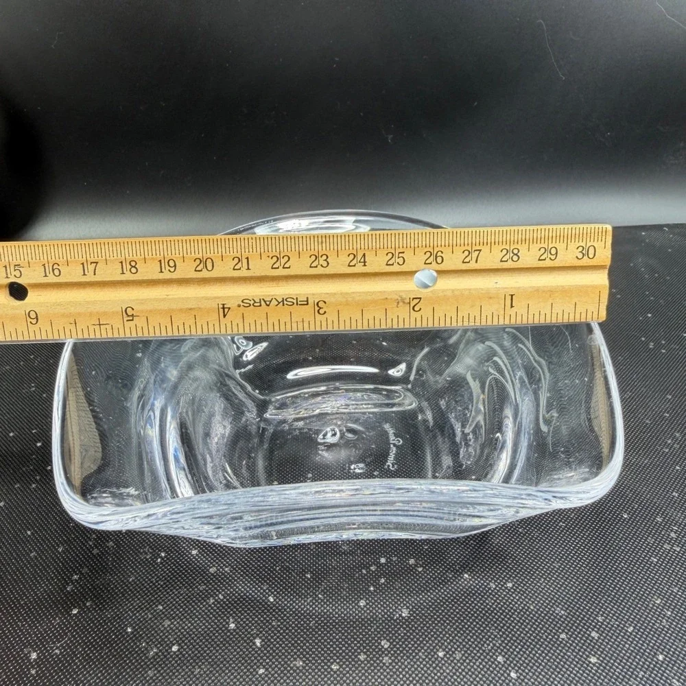 Simon Pearce Woodbury Glass Bowl Clear Hand Blown Signed Crystal Dish‎ Bowl VTG